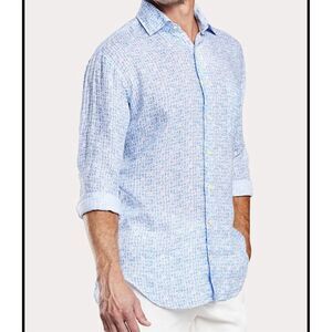 Peter Millar Lil Friday Cocktail Drinks Print Long Sleeve Button-Up Shirt Size L